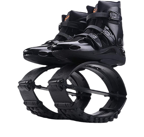 JUMPNORD Elastic Shoes Jump Easily Space Bouncer Jump Shoes Stilts Bounce Shoes，All Black Orange Label，42/44 (XXL) code (load bearing 90kg-110kg)