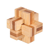 IQ Brain Teaser Kong Ming Lock 3D Wooden Interlocking Burr Puzzles Game Toy Bamboo Small Size For Adults Kids S09