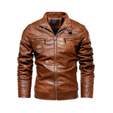 Men's leather jacket New men's pu jacket motorcycle suit plus fleece leather jacket for men