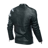 Men's leather biker suit New coat with a simple stand-up collar for men plus a plus-size fleece jacket