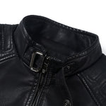 Men's leather biker suit New coat with a simple stand-up collar for men plus a plus-size fleece jacket