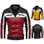 Men's Colour Staple Leather Jacket Fashion Motorcycle Suit Men's Fashion Tops New Fleece Jacket