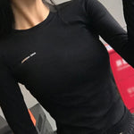 Women Yoga Top Sport Shirts High Elastic Gym  Running Breathable Long sleeve T-Shirts Thumb Hole Gym Tops Sports Wear yoga suit S NavyBlue