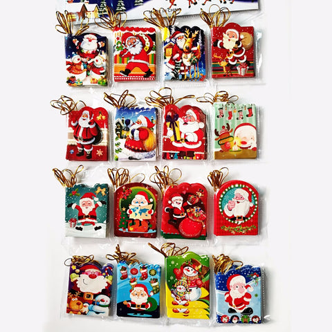 12pcs/lot Santa Claus Mini Greeting Cards Message Card Christmas Holiday Blessing Card Christmas Tree Hanging Ornaments