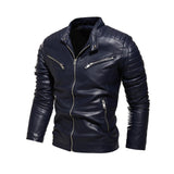 New men's leather jacket Solid color men's multi-color optional PU leather jacket motorcycle jacket Fleece men's jacket