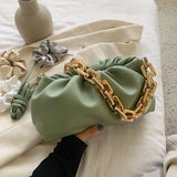 Solid Color Pleated Handbag Fashion New High Quality Soft Leather Women Designer Handbag