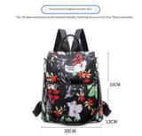 Large capacity student school bag anti-theft backpack printed girl backpack black
