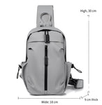 Men's USB port chest bag Large capacity waterproof shoulder bag black