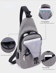 Simple men's breast bag sports shoulder bag blue