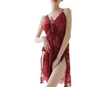 Sexy women's erotic lingerie deep V lace suspender nightdress