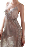 Sexy women's erotic lingerie deep V lace suspender nightdress
