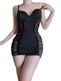 Erotic lingerie Ruffled mesh sheer suspender nightgown