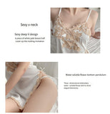 Erotic lingerie woman sexy suspender satin nightdress lace lace embroidered split nightgown