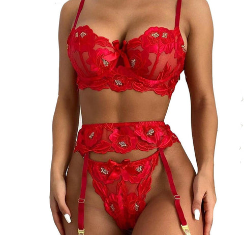 Sexy red carved bikini set