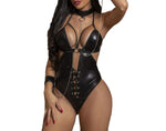 Patent leather coveralls sexy seductive tight-fitting jumpsuit