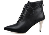 Lace-up women's shoes with a stiletto heel pointed toe Tops Tops Plus Size 40-43