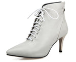 Lace-up women's shoes with a stiletto heel pointed toe Tops Tops Plus Size 40-43