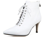 Lace-up women's shoes with a stiletto heel pointed toe Tops Tops Plus Size 40-43