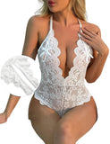 Lace exposed breast opening crotch sexy take-off jumpsuit