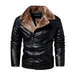 New Men's Jacket Trendy Fashion Tough Guy Fleece Suit Collar PU Leather Men's Jacket Men