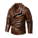 New Men's Jacket Trendy Fashion Tough Guy Fleece Suit Collar PU Leather Men's Jacket Men