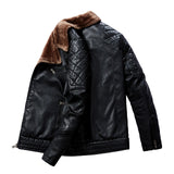 New Men's Jacket Trendy Fashion Tough Guy Fleece Suit Collar PU Leather Men's Jacket Men