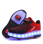 Double wheel led light shoes student roller skates