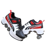Dual-use roller skates Double row of boots red black