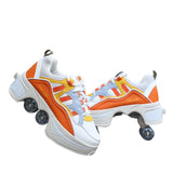 Dual-use roller skates Double row of boots，pretty orange