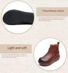 Comfortable ethnic style booties Vintage platform leather boots