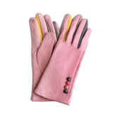 Winter women's single layer warm cashmere full finger buckle cycling gloves women's suede touch screen driving gloves