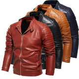 Leather men's multi-color jacket Solid color men's PU leather jacket Autumn motorcycle suit New men's jacket plus-down