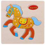 Kids 3D Puzzles Jigsaw Wooden Toys For Children Cartoon Animal Traffic Puzzles Intelligence Children Early Educational Toys 028