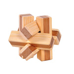 IQ Brain Teaser Kong Ming Lock 3D Wooden Interlocking Burr Puzzles Game Toy Bamboo Small Size For Adults Kids S09