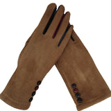 Winter women's single layer warm cashmere full finger buckle cycling gloves women's suede touch screen driving gloves