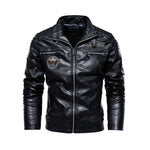 Men's leather jacket New men's pu jacket motorcycle suit plus fleece leather jacket for men