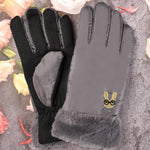 Winter gloves women's touch screen waterproof outdoor leather thick warm gloves women stretch mittens