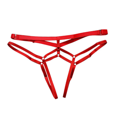 Women's open panties Transparent beautiful hip tie-up thong