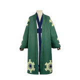 Men's green printed robe kimono set