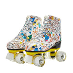 Adult roller skates Double row of four-wheel skates graffiti transparent wheel