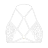 Lace strap halterneck bra