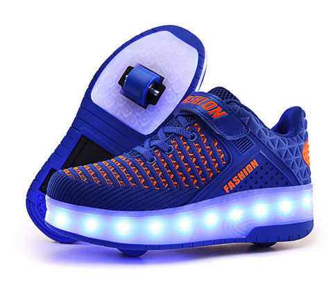 Double wheel led light shoes student roller skates