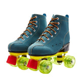 Adult roller skates Double row of four-wheel skates Dark green transparent wheel