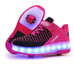 Double wheel led light shoes student roller skates