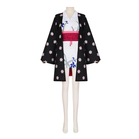 Short kimono set Floral pattern robe set