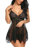 Sheer front split suspender women's nightgown