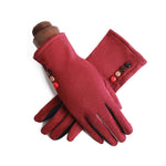 Winter women's single layer warm cashmere full finger buckle cycling gloves women's suede touch screen driving gloves