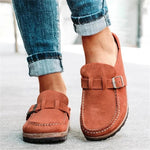 Women Slip On Sandals Summer Retro Casual Comfy Leather Buckle Suede Ladies Flat Shoes Soft Female Flat Slipper Shoes