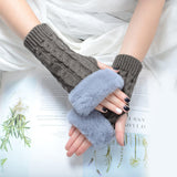 Autumn Winter Solid Color Students Write Keep Warm Korean Knitting Lady Fingerless Protection Hand Hair Mouth Hemp Gloves Women