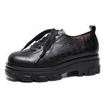 Vintage leather platform casual women's shoes